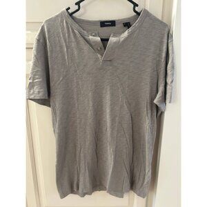 Theory Henley T-Shirt Gray Short Sleeve Button Neck Men's M Casual Soft